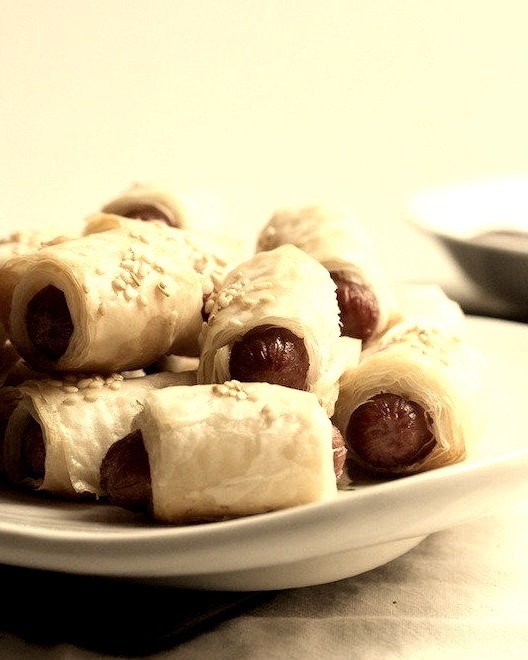 Phyllo wrapped pigs in a blanket