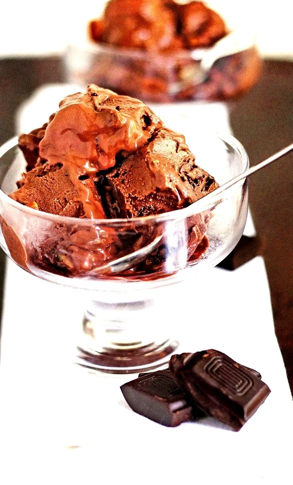 Chocolate Ice Cream with Rum and Walnuts