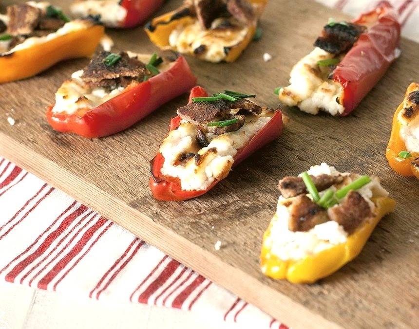 Goat cheese and bacon stuffed peppers