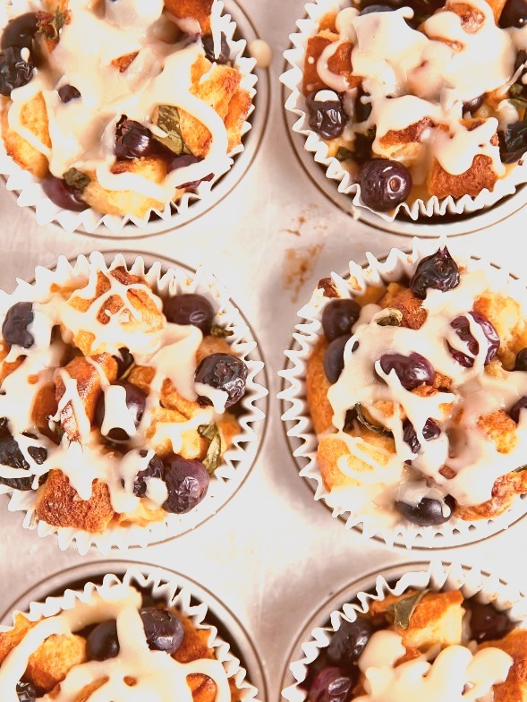 Blueberry Basil French Toast Muffins